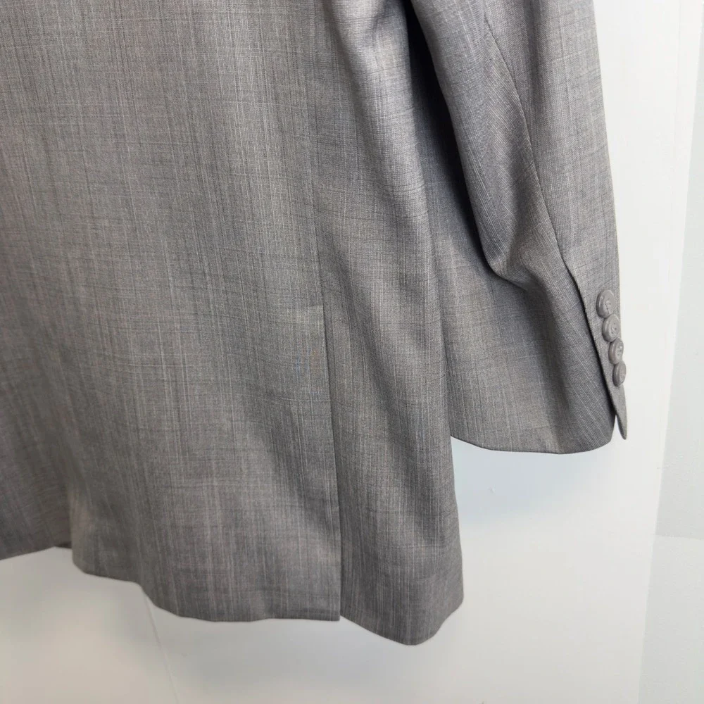 Ferera Italy Mens 48L‎ Grey Super 150s Wool 4 Button Peak Lapel Suit Jacket